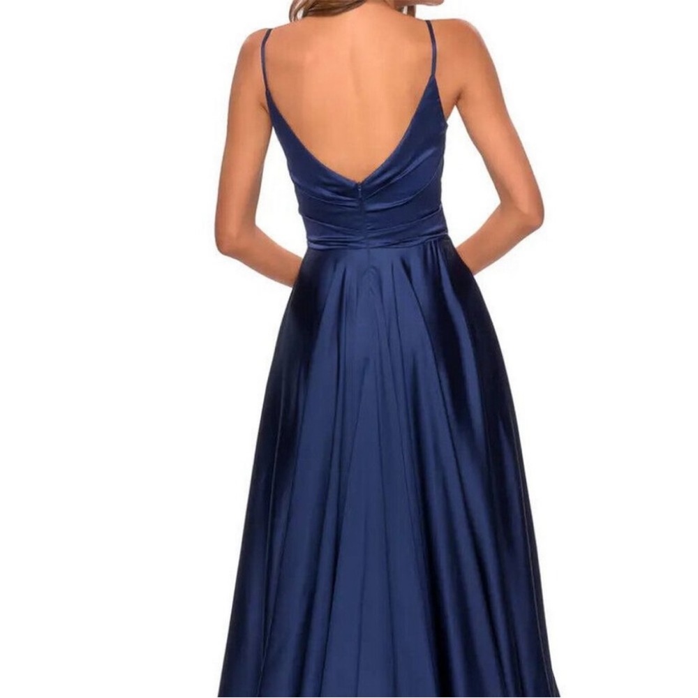 La Femme High Slit Long Satin Dress Sleeveless Full Length Formal Prom size 6 - Picture 5 of 11